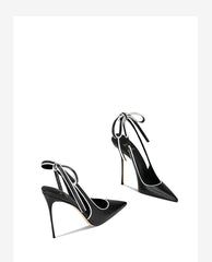 Lace-up bow black dress pumps for chic occasion looks