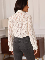 Layered lace blouse outfit that works from work to evening events