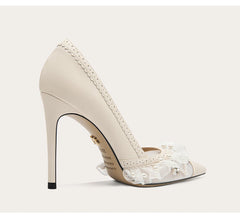 Women’s mesh ruffle pumps for weddings and banquets