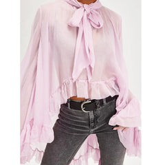Lightweight sheer blouse with relaxed fit and airy chiffon-style drape