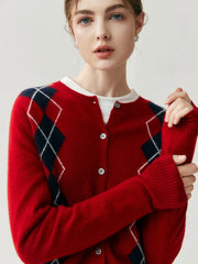 Styled look featuring the cardigan worn casually with a skirt for a refined everyday outfit