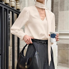 Long sleeve slim-fit women’s blouse for spring and summer