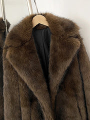 Plush winter overcoat with soft textured finish