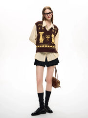 Playful Y2K animal vest styled for autumn school outfits