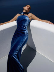 Luxury autumn winter formalwear dress with pleats