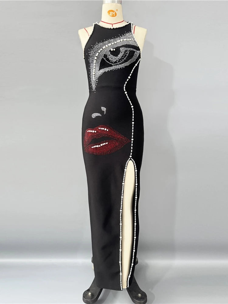 Luxury split bandage dress for parties and celebrity events