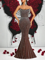 Elegant beaded floor-length formal dress
