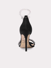 Luxury black bridal pearl sandals crafted for wedding or gala