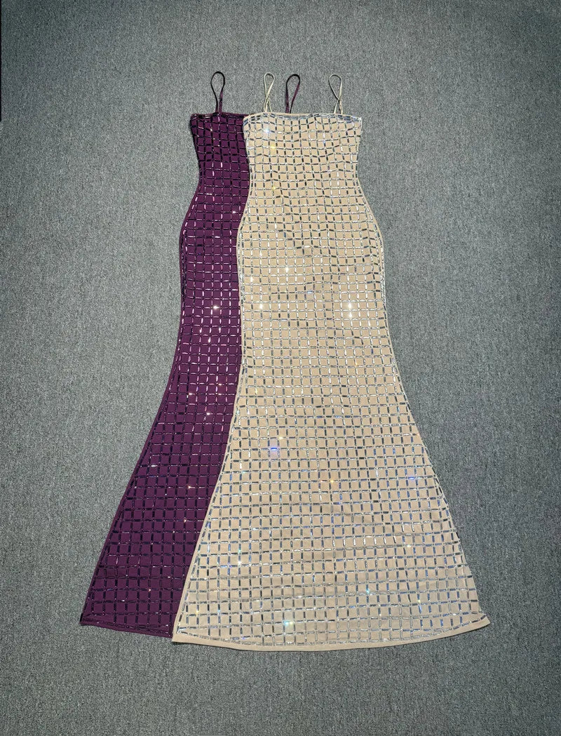 Luxury purple sequin evening gown perfect for upscale celebrations