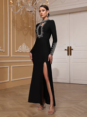 Sexy clubwear gown featuring diamond embellishments
