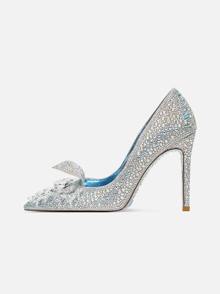 Luxury silver high heel pumps for evening banquets