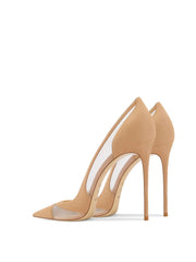 Luxury suede mesh bridal pumps blending comfort and clarity