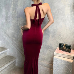 Luxury velvet ankle-length formal dress perfect for summer celebrations