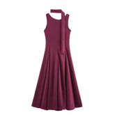 Maroon velvet midi dress styled for autumn princess parties