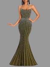 Slim trumpet gown with full sequin detailing