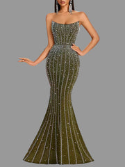 Slim trumpet gown with full sequin detailing