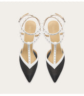 Mesh stiletto sandals with rivet stitching detail