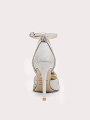 Metallic crystal event pumps designed for elegant occasions