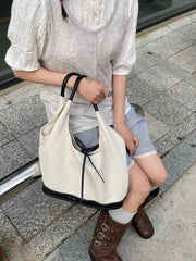 Modern patchwork tote for work, travel, and daily city errands