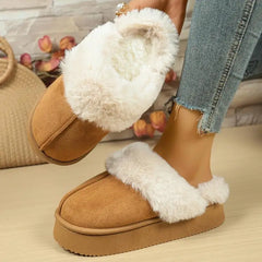 Non slip outdoor suede snow boots with thick sole