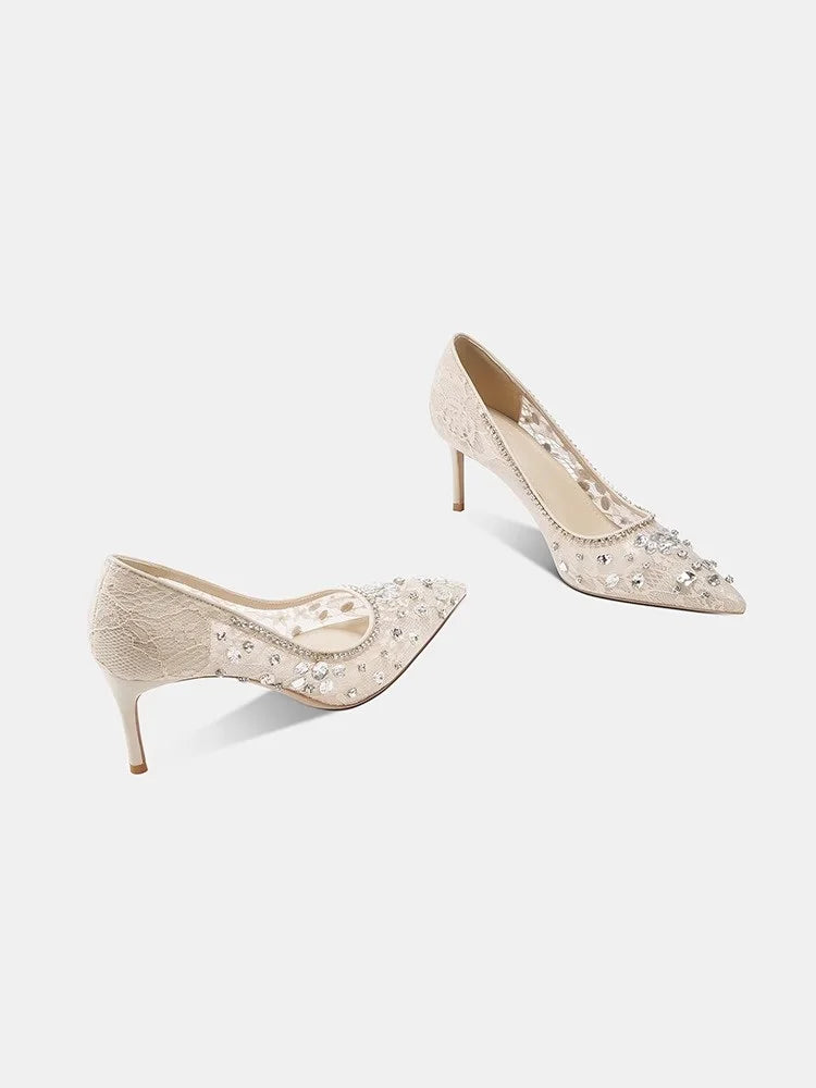 Nude rhinestone event shoes for women crafted for sparkle and elegance