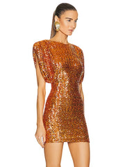 A close-up shot of the shimmering sequins and the sleek fabric.