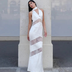 Open back lace maxi dress perfect for summer parties and beach formals