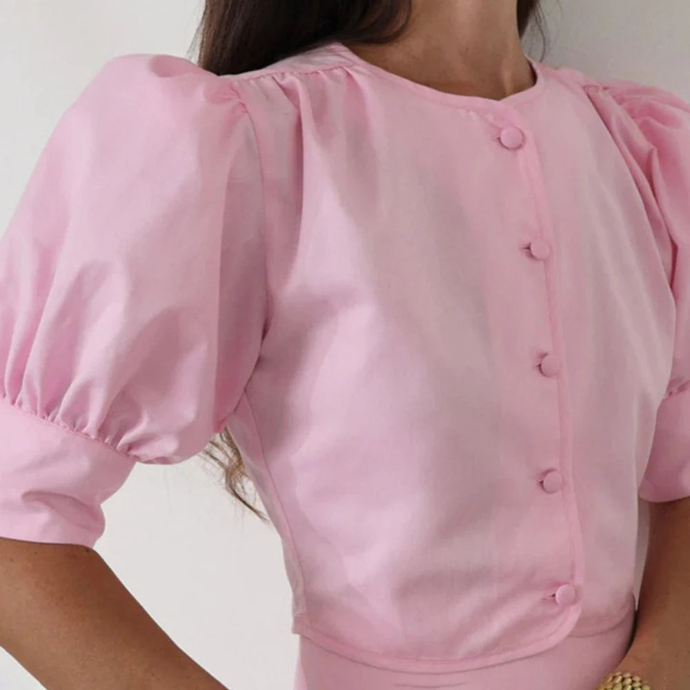 Pastel pink skirt and top set for work and special occasions