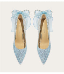 Pearl and sequin butterfly wedding stiletto heels