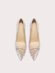 Pearl chain corduroy heels for weddings and parties