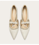 Pearl chain pointed toe wedding pumps