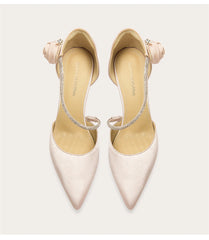 Rhinestone embellished pink evening party shoes