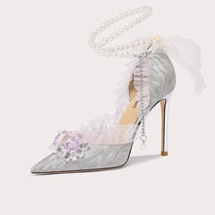 Pearl strap floral event shoes for women’s special occasions