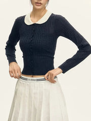 Peter Pan cropped slim sweater perfect for fall preppy fashion
