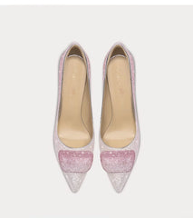 Pink glitter ombre party pumps with crystal embellishments