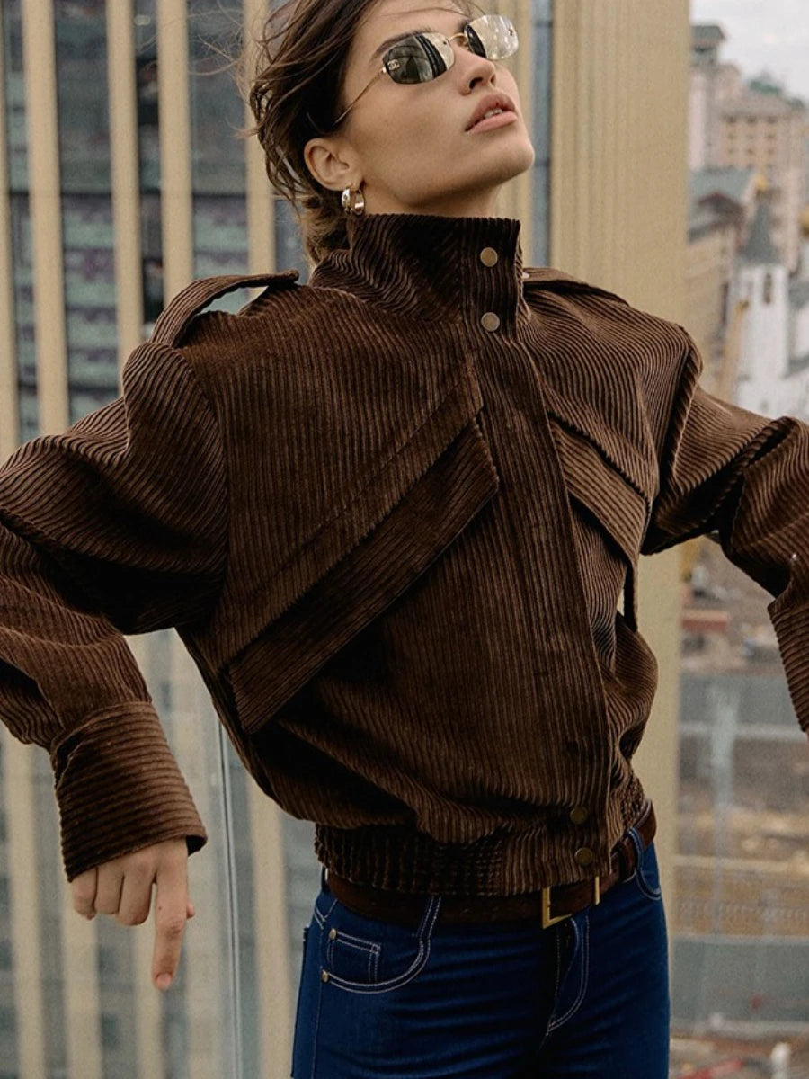 plush textured corduroy jacket for autumn street style