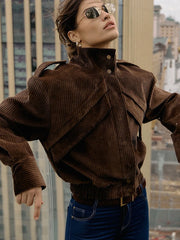 plush textured corduroy jacket for autumn street style