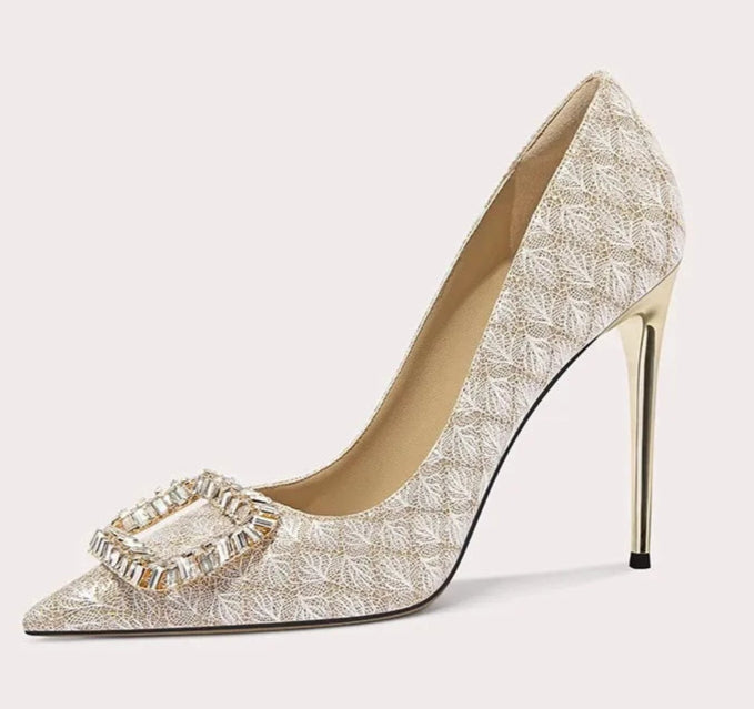 Elegant women’s slip-on stiletto banquet shoes