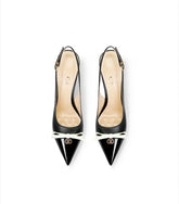 Pointed toe leather stitch sandals with thin heel