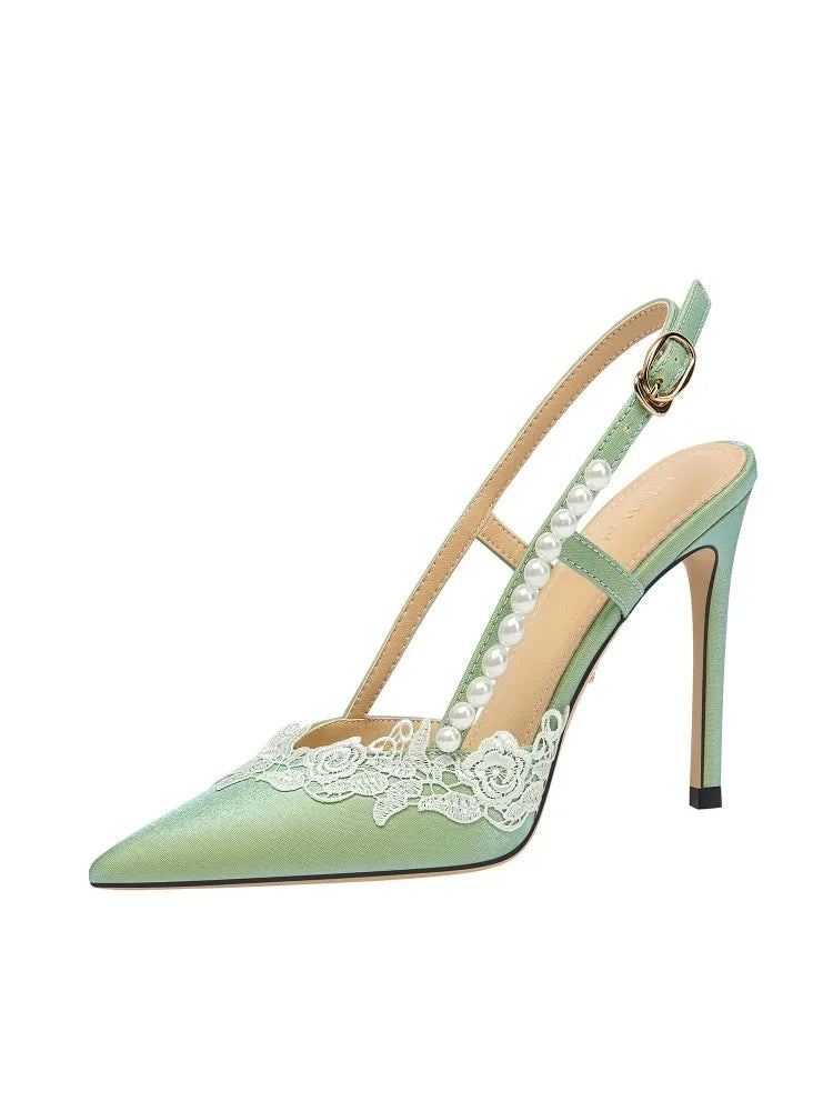 Elegant stiletto heels with pearl detail