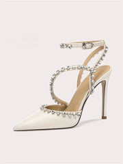 Elegant women’s stiletto wedding shoes in silk finish