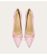 Elegant microfiber leather banquet heels with bow