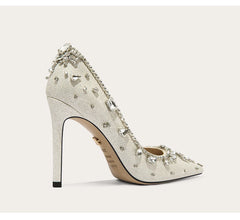 Sparkly stiletto wedding heels with sequins and crystals