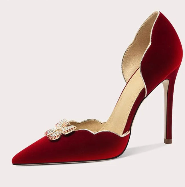 Elegant suede stiletto heels for women’s evening wear