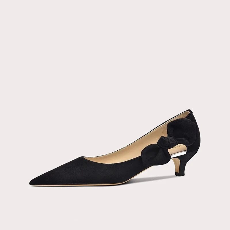 Elegant suede stiletto heels with cut-out detail