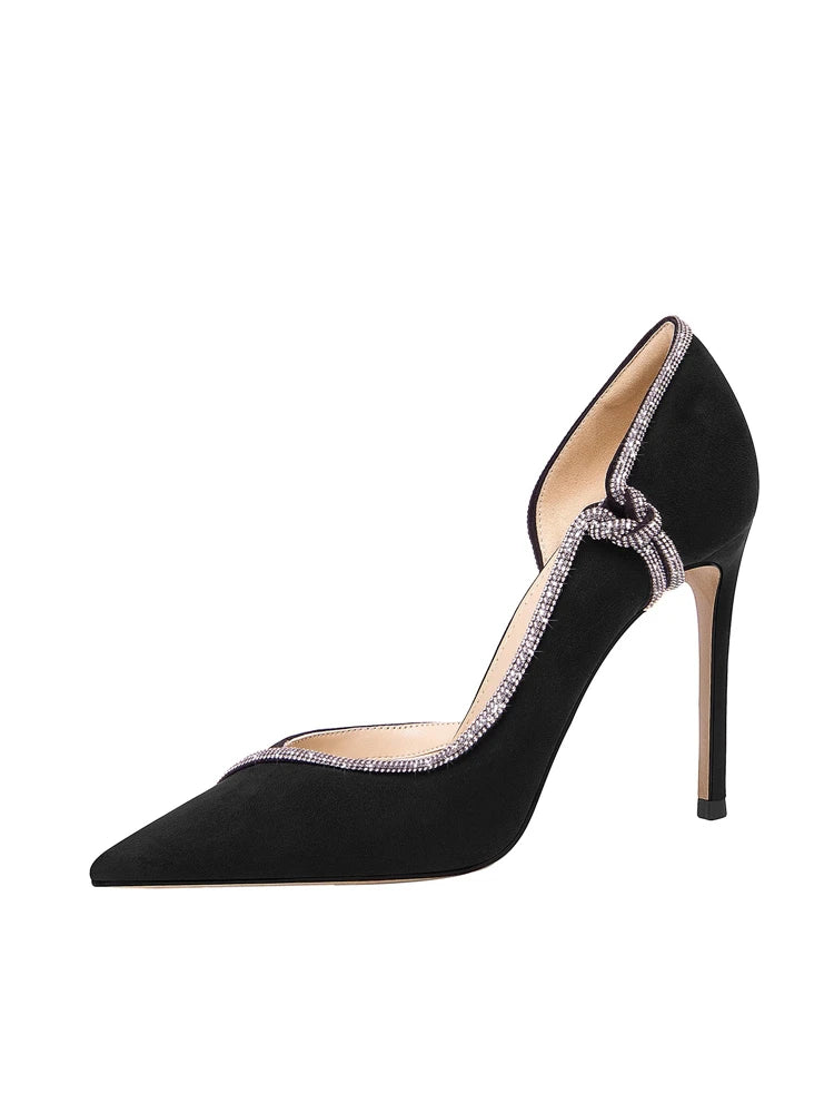 Spring summer suede party pumps with thin stiletto heel