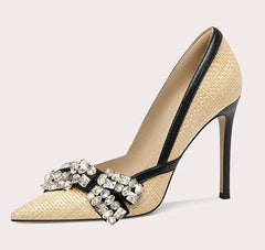 Elegant banquet high heel shoes with woven texture