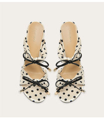 Polka dot bow party sandals styled for weddings and celebrations