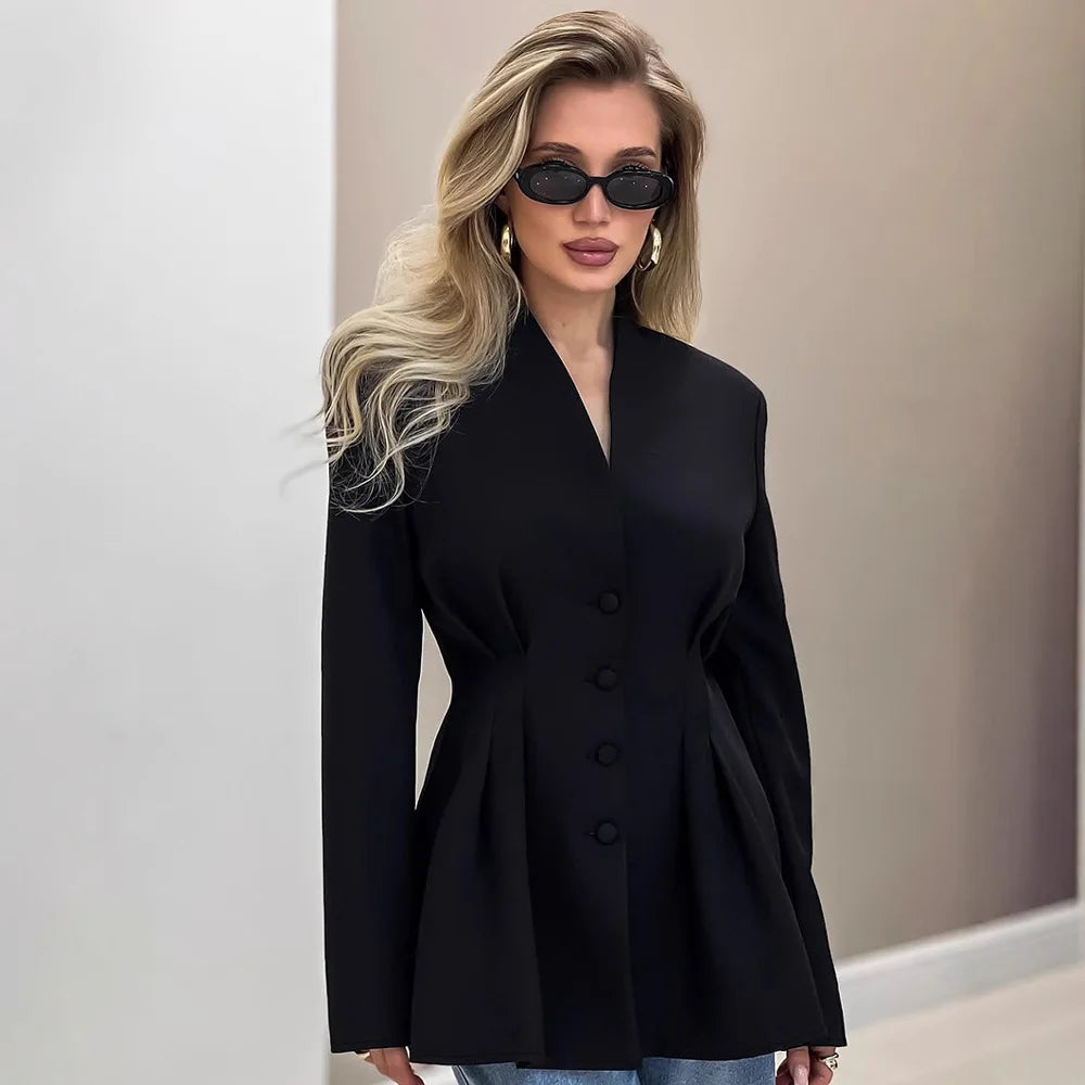 Professional black jacket designed for meetings and stylish city looks