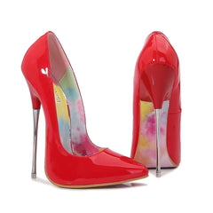 red heel pointed toe pumps for parties and stagewear